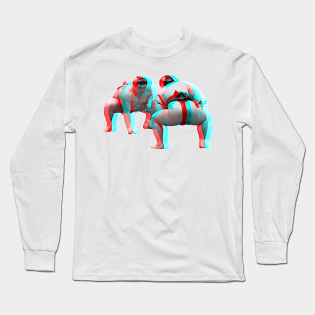 3D Sumo Wrestlers Long Sleeve T-Shirt by MsGonzalez